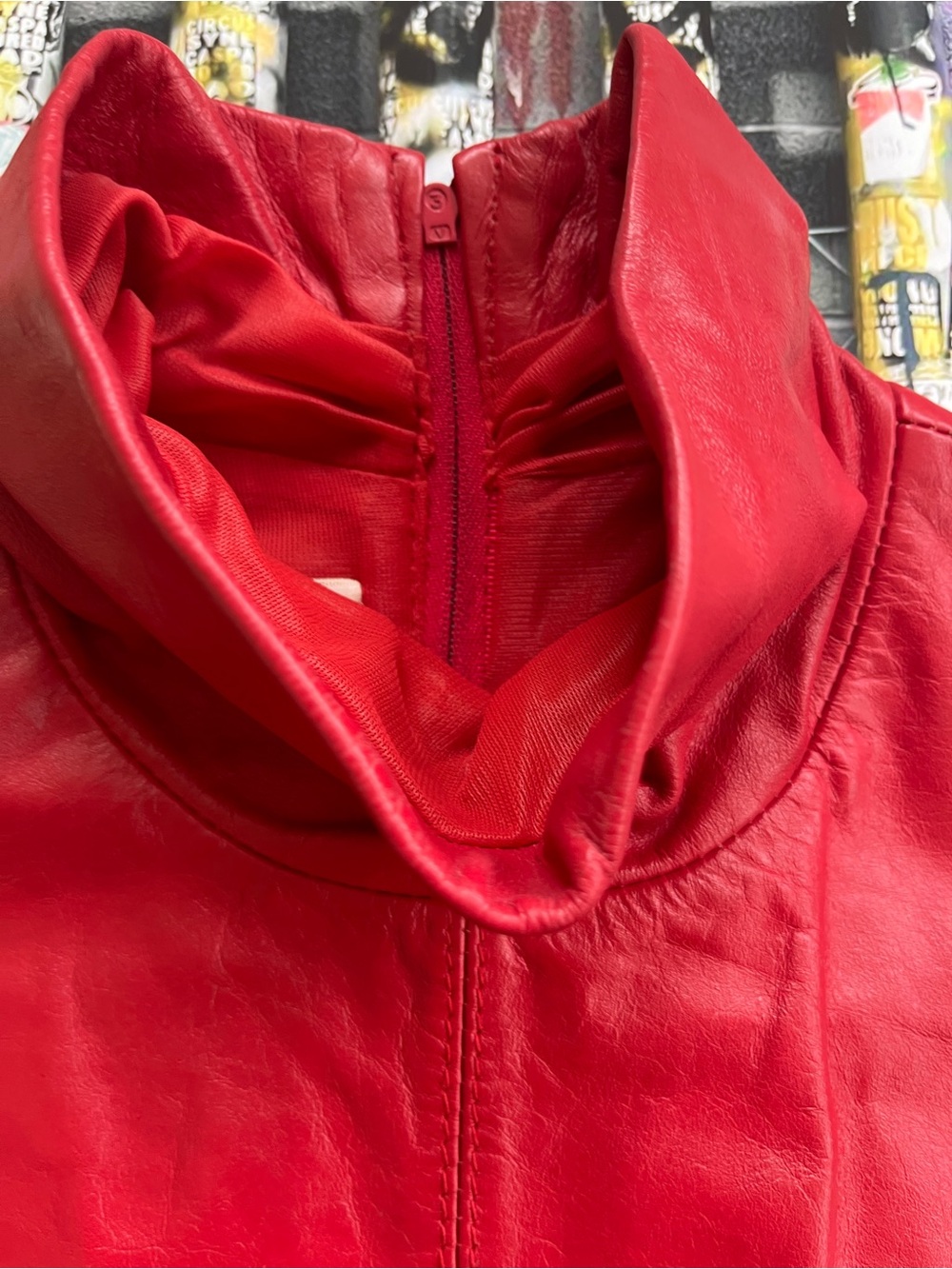 Y2K Genuine Red Leather Sleeveless Top. Back Zip. Fully lined. - Picture 12 of 16